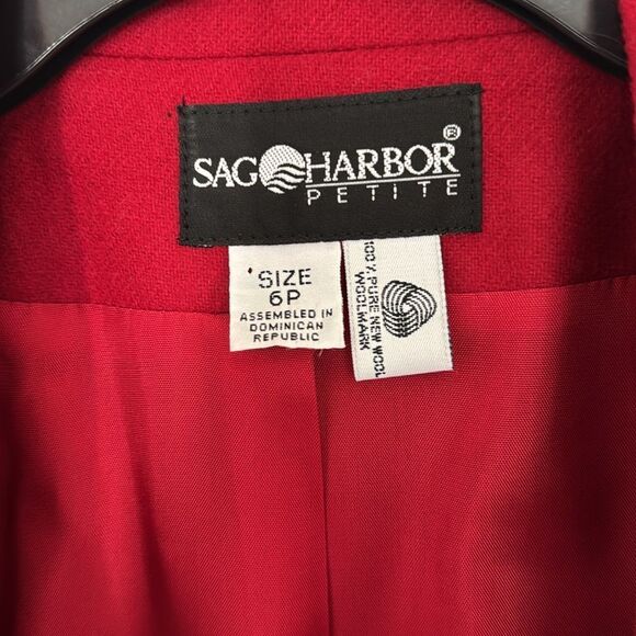 Sag Harbor Women’s Size 6 PETITE Red 100% Pure New Wool Blazer Formal Coat EUC - Picture 11 of 12